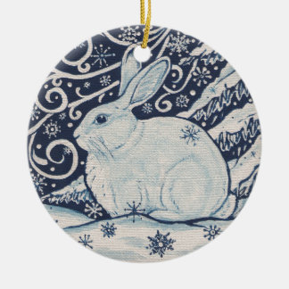 Adorno De Cerámica Navidades de invierno originales Conejo Azul y Bla