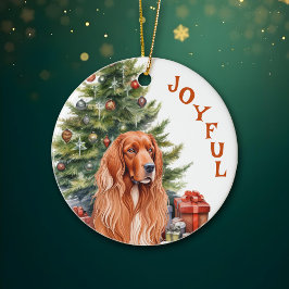 Adorno De Cerámica Navidades de Irish Setter Joyful