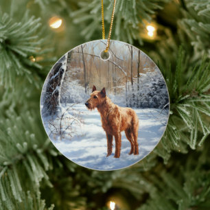 Adorno De Cerámica Navidades de Irish Terrier Let It Snow