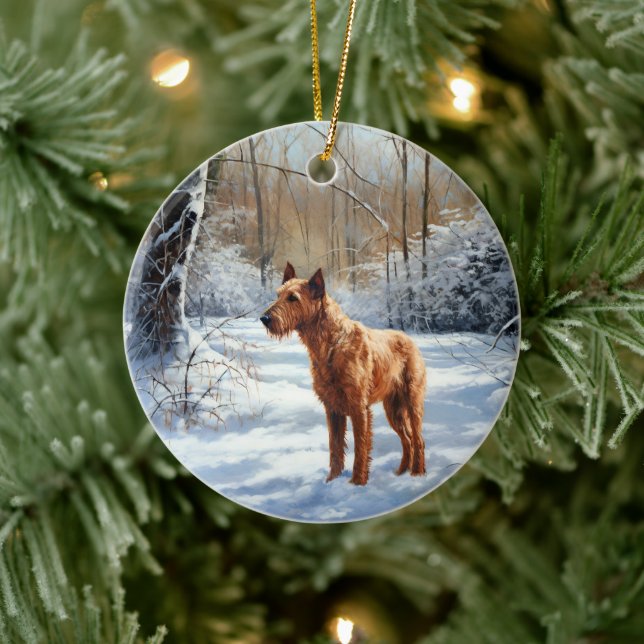 Adorno De Cerámica Navidades de Irish Terrier Let It Snow (Árbol)