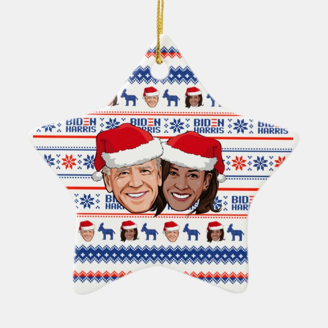 Adorno De Cerámica Navidades de Joe Biden y Kamala Harris (Frente)