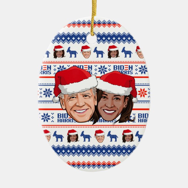 Adorno De Cerámica Navidades de Joe Biden y Kamala Harris (Frente)