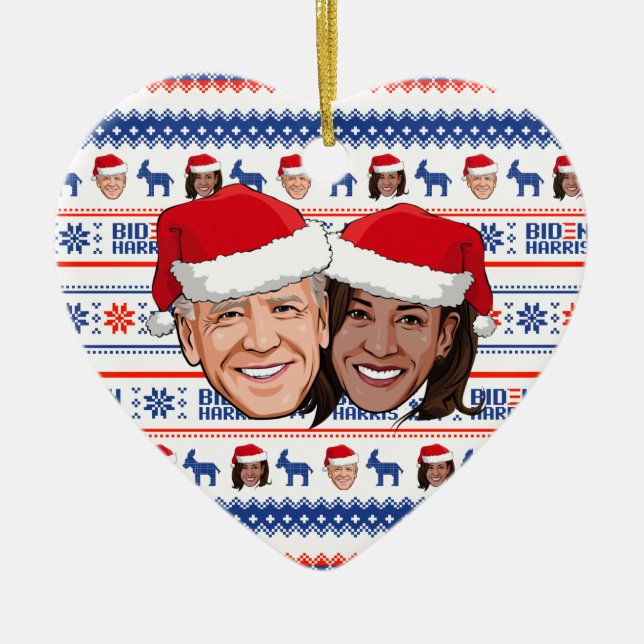 Adorno De Cerámica Navidades de Joe Biden y Kamala Harris (Frente)