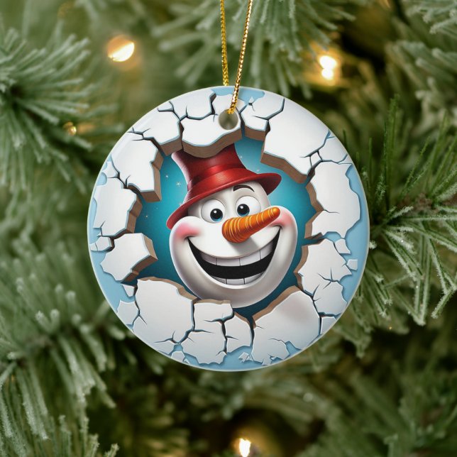 Adorno De Cerámica navidades de Jolly Snowman en 3D (Árbol)