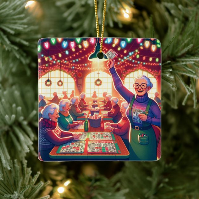 Adorno De Cerámica Navidades de juegos de bingo (Árbol)