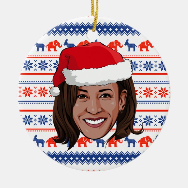 Adorno De Cerámica Navidades de Kamala Harris (Frente)