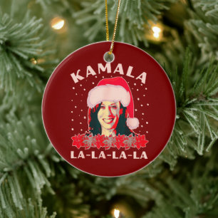 Adorno De Cerámica Navidades de Kamala Harris Regalo de suéter feo