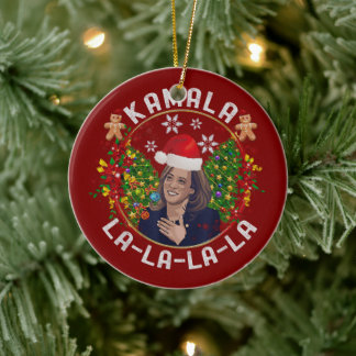 Adorno De Cerámica Navidades de Kamala Harris Santa Hat