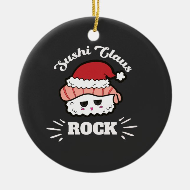 Adorno De Cerámica Navidades de Kawaii Sushi (Frente)