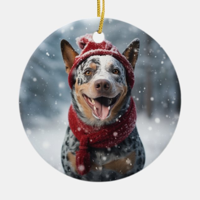 Adorno De Cerámica Navidades de Keepsake de perro de ganado australia (Frente)