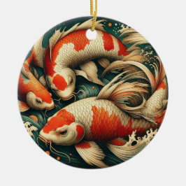 Adorno De Cerámica Navidades de Koi Fish