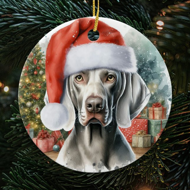 Adorno De Cerámica Navidades de la acuarela del perro de Weimaraner (Subido por el creador)