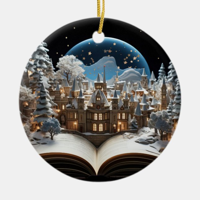 Adorno De Cerámica Navidades de la aldea de Snow-Globe (Frente)