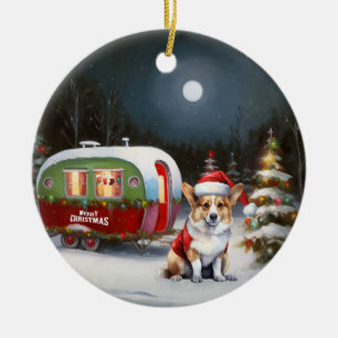 Adorno De Cerámica Navidades de la Caravana de Invierno Corgi Aventur