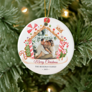 Adorno De Cerámica Navidades de la Casa de Gingerbread personalizado