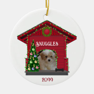 Adorno De Cerámica Navidades De La Casa De Perros Decorados Con Fotog