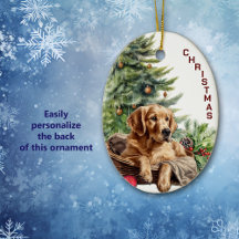Navidades de la cesta de mimbre de perro de Golden