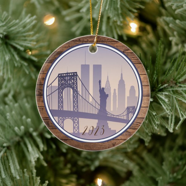 Adorno De Cerámica Navidades de la ciudad de Nueva York - Nombre del  (Árbol)