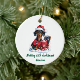 Adorno De Cerámica Navidades de la enfermera Dachshund Lover