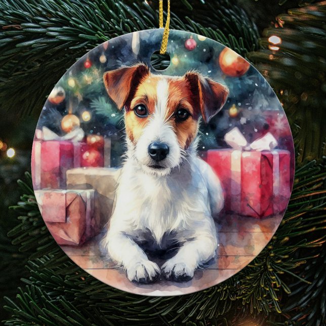 Adorno De Cerámica Navidades de la escena acuática Jack Russell Terri (Subido por el creador)