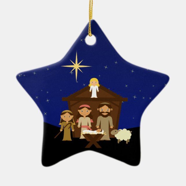 Adorno De Cerámica Navidades de la escena de la Natividad Adorable (Frente)