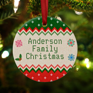 Adorno De Cerámica Navidades de la familia de diseño de suéter de pun