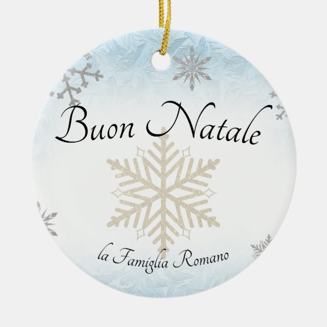 Adorno De Cerámica Navidades de la familia italiana Buon Natale Snowf (Frente)