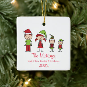 Adorno De Cerámica Navidades de la familia Keepsake personalizados