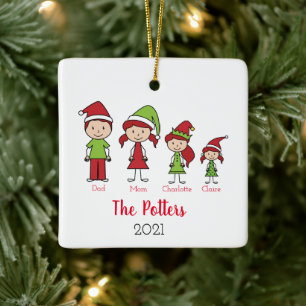 Adorno De Cerámica Navidades de la familia Keepsake personalizados