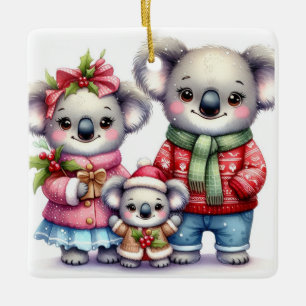 Adorno De Cerámica Navidades de la familia Koala Bear personalizados