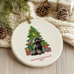 Adorno De Cerámica Navidades de la familia Poodle Dog