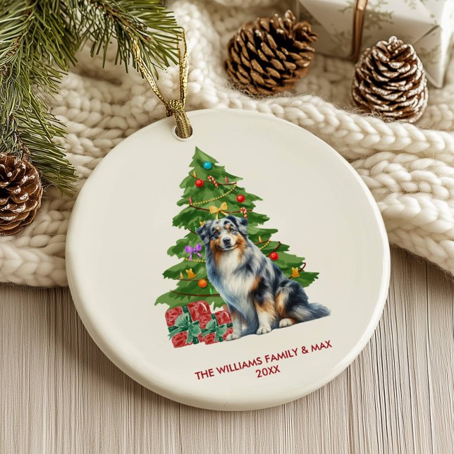 Adorno De Cerámica Navidades de la familia Shepherd Dog de Australia (Subido por el creador)