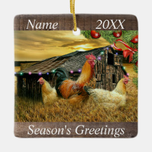 Adorno De Cerámica Navidades De La Gallina De Pollos