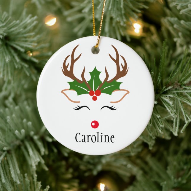Adorno De Cerámica Navidades de la hebra reno nariz roja brutalmente  (Árbol)