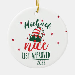 Adorno De Cerámica Navidades de la lista de Santa Niza personalizados