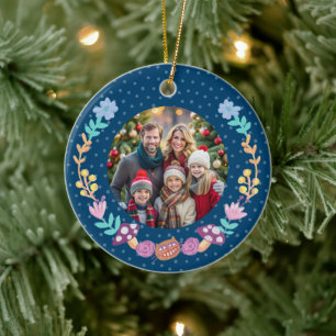 Adorno De Cerámica Navidades de la Marina de Guerra Floral Festividad