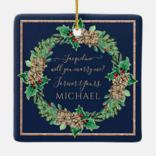 Adorno De Cerámica Navidades de la marina escribieron propuesta Holly