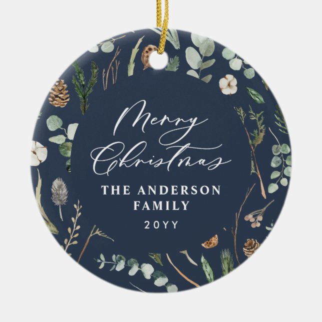 Adorno De Cerámica Navidades de la marina mínima foto botánica elegan (Frente)