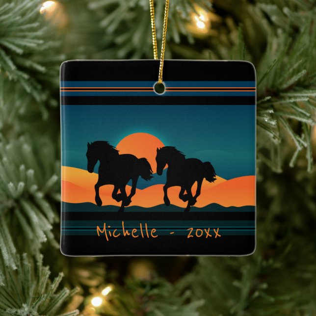 Adorno De Cerámica Navidades de la Montaña Horses Personalizados (Árbol)