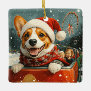 Adorno De Cerámica Navidades de la Pascua de Bangalo de Perro de Base
