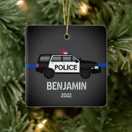 Adorno De Cerámica Navidades de la policía SUV Thin Blue Line para ni