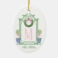 Navidades de la Preppy Chinoiserie Monograma Pagod