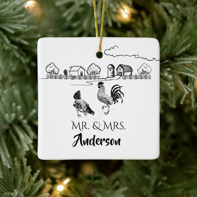 Adorno De Cerámica Navidades de la primera granja personalizada Mr &  (Árbol)