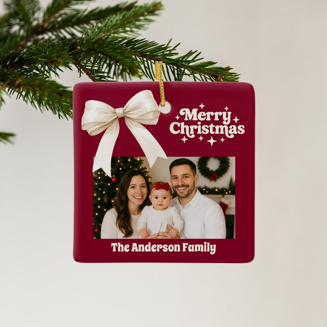 Adorno De Cerámica Navidades de la proa crema de borgoña (Subido por el creador)