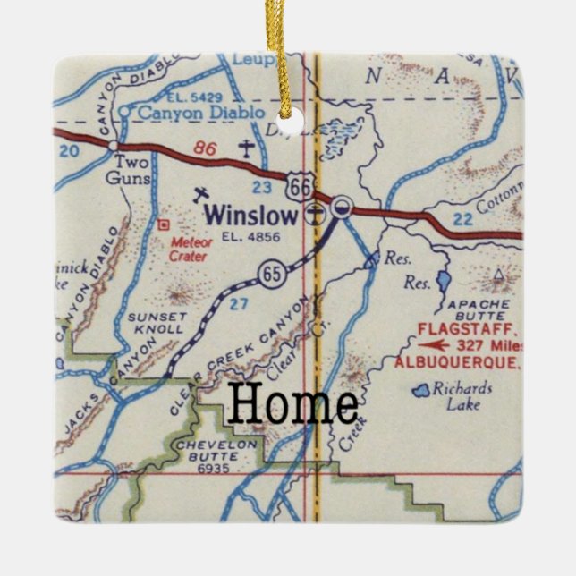 Adorno De Cerámica Navidades de la Ruta Winslow Arizona 66 (Anverso)