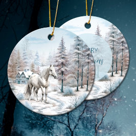 Adorno De Cerámica Navidades de la selva de nieve del invierno del ca