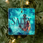 Adorno De Cerámica Navidades de la sirena salada y de los ancestros<br><div class="desc">Salado - Hermosa Sirenita,  Navidades Náuticos Anchor Ornamento Cerámico | Personalice la parte posterior con un nombre y año o cualquier texto que desee añadir.</div>