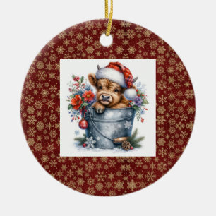 Adorno De Cerámica Navidades de la vaca de Highland