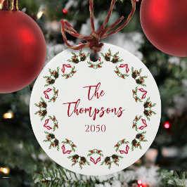 Adorno De Cerámica Navidades de la vegetación roja