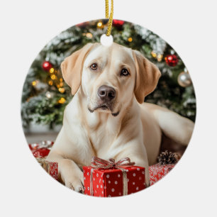 Adorno De Cerámica Navidades de laboratorio amarillos